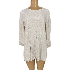 J. Jill Medium Women Specked Pullover Tunic Top Rolled Sleeve Relaxed Fit PR11